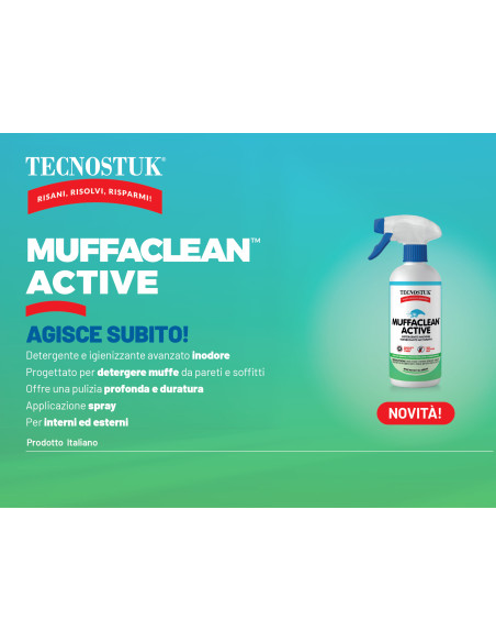 MuffaClean Active 250ml Tecnostuk Detergente e igienizzante Inodore Applicazione spray Classe A+