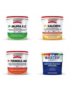 Kit Poca Muffa per 4/5 mq: Muffa Ko lt.1 + Kalorfix lt.1 + TermicaMix lt.1 + MasterPaint lt.1
